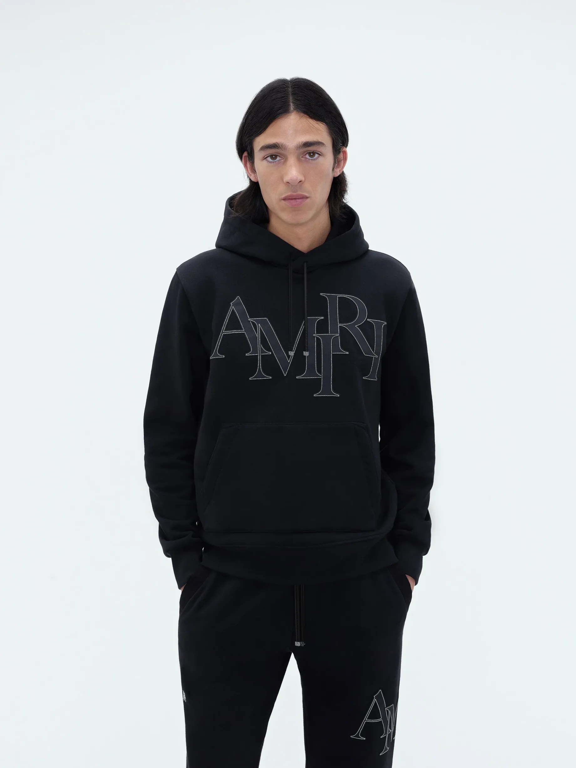 AMIRI STAGGERED LOGO HOODIE