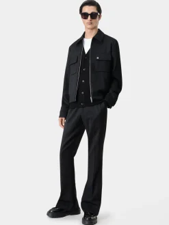 DOUBLE POCKET ZIP BLOUSON-BLACK