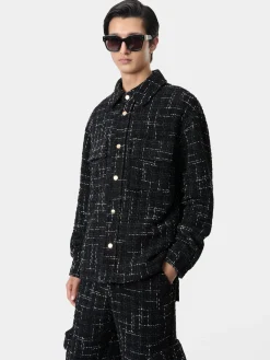 FLECK TWEED PADDED OVERSHIRT