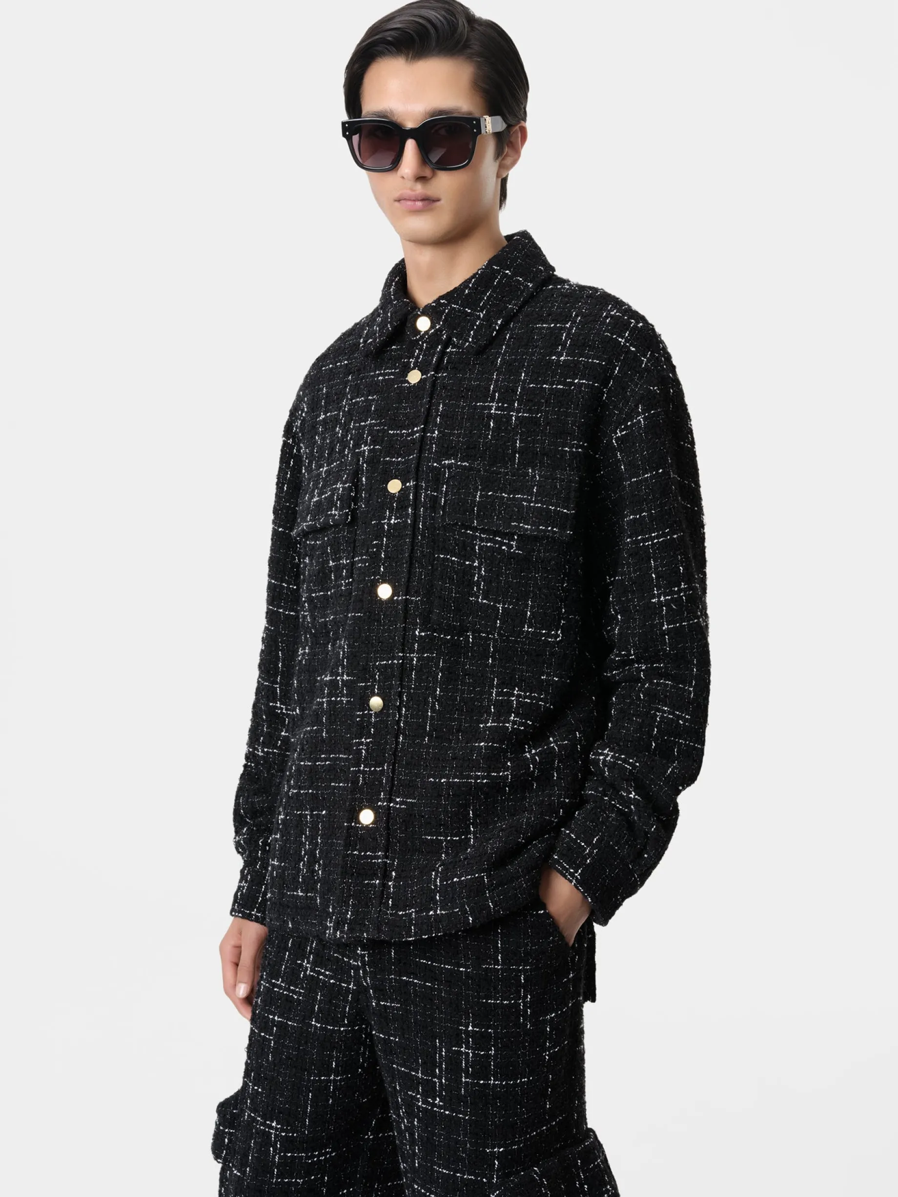 FLECK TWEED PADDED OVERSHIRT