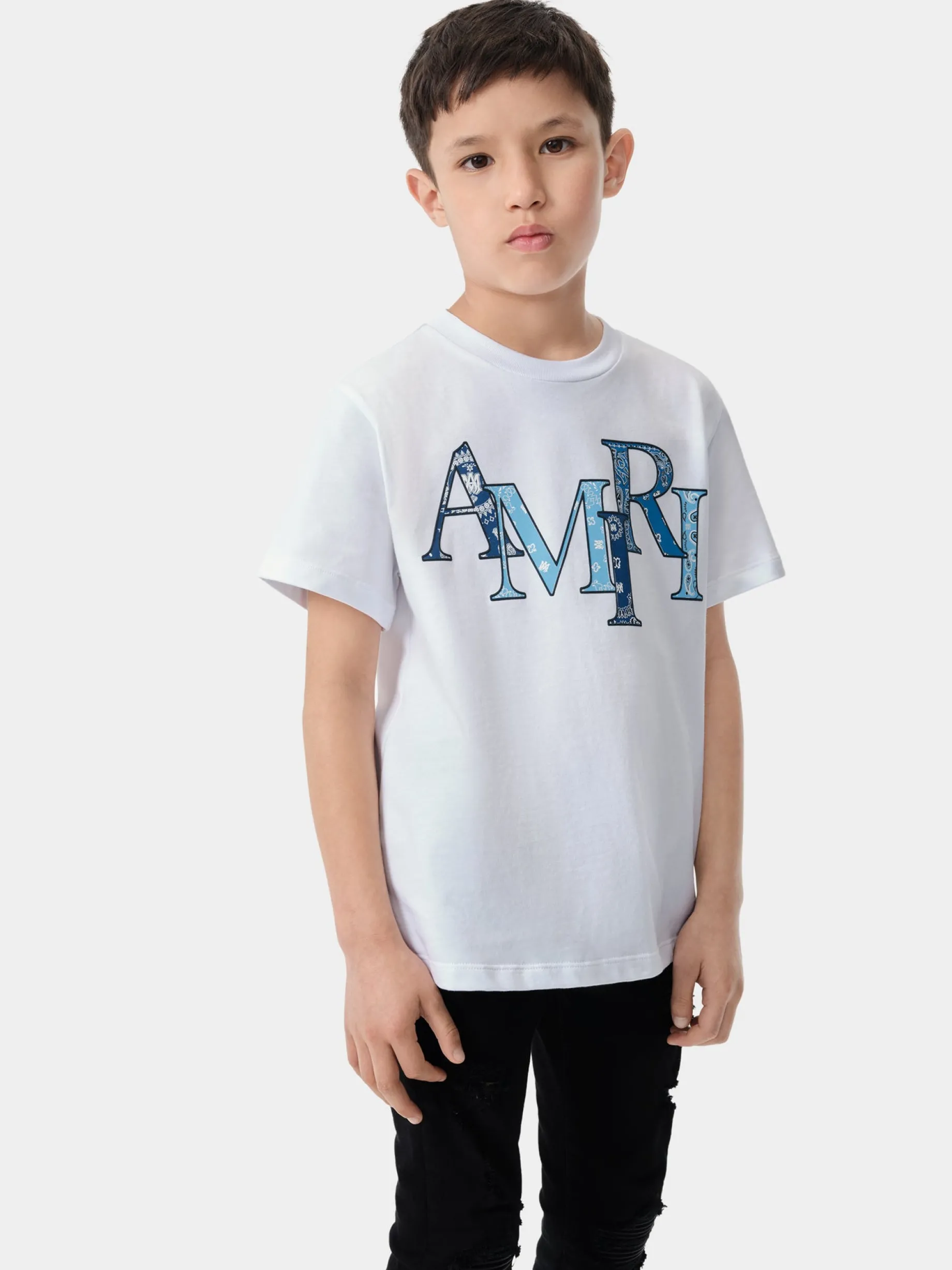 KIDS' AMIRI BANDANA STAGGERED TEE