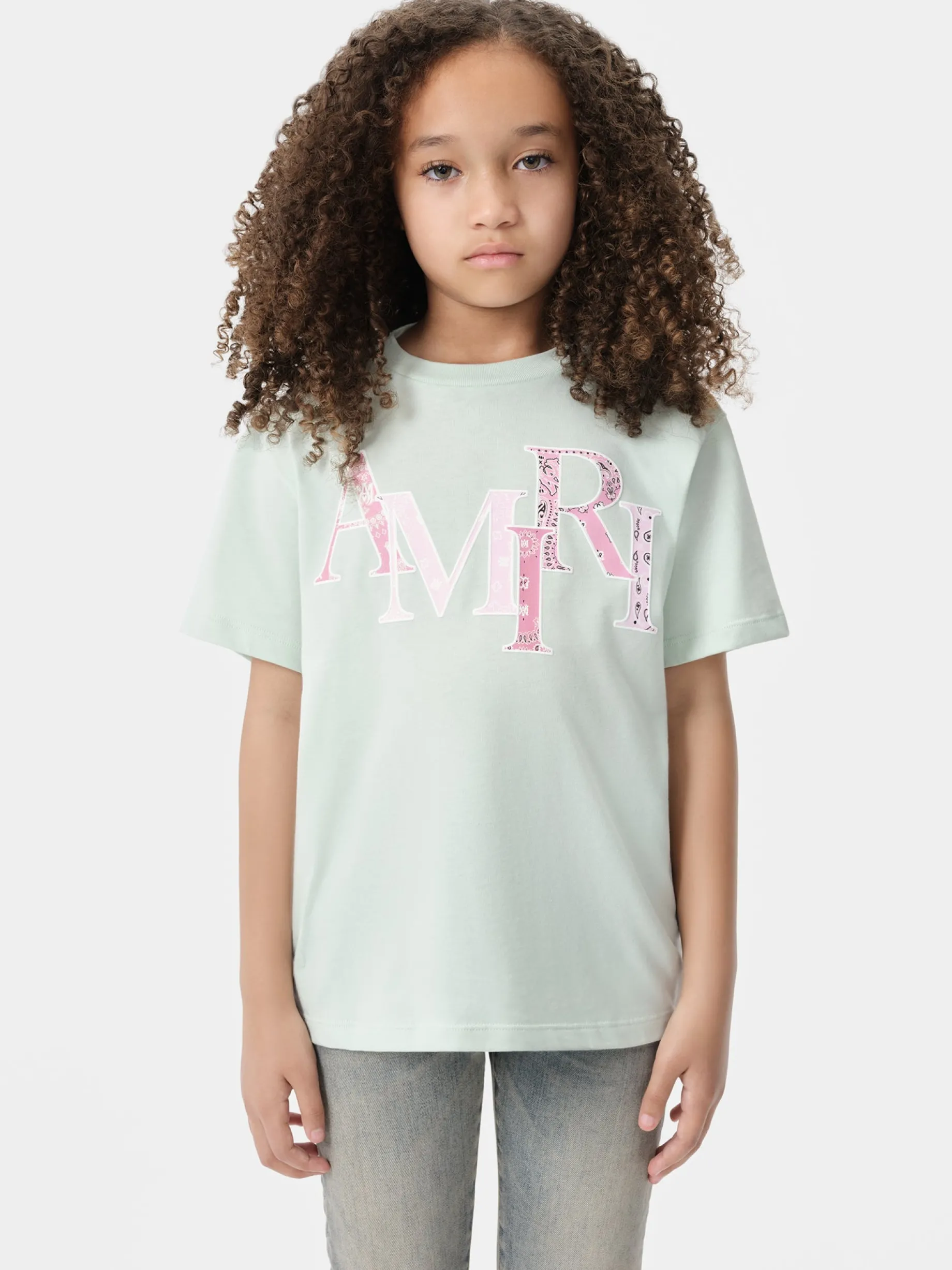 KIDS' AMIRI BANDANA STAGGERED TEE