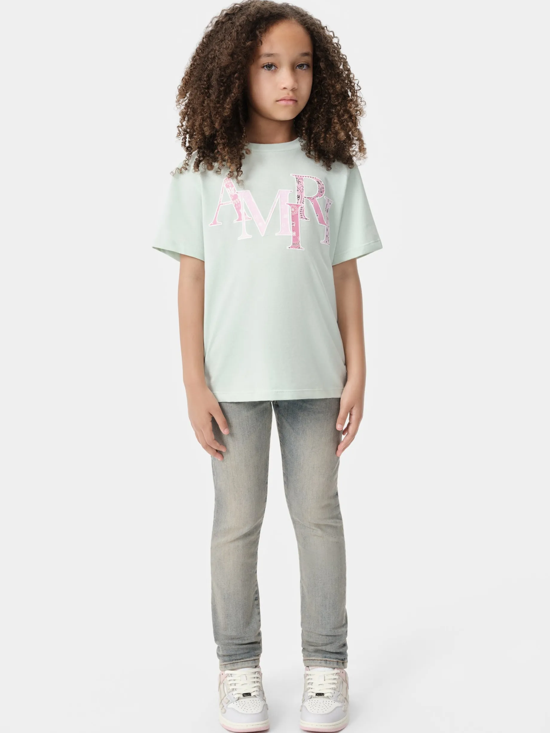 KIDS' AMIRI BANDANA STAGGERED TEE