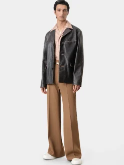 TUMBLED LEATHER SINGLE BREASTED JACKET