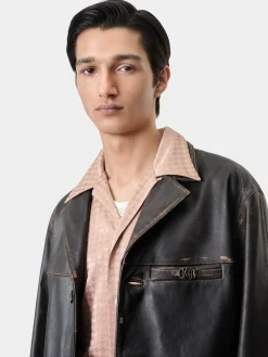 TUMBLED LEATHER SINGLE BREASTED JACKET