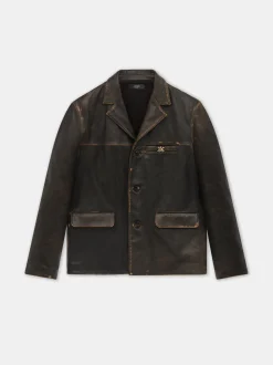 TUMBLED LEATHER SINGLE BREASTED JACKET