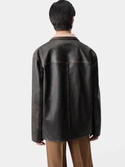 TUMBLED LEATHER SINGLE BREASTED JACKET