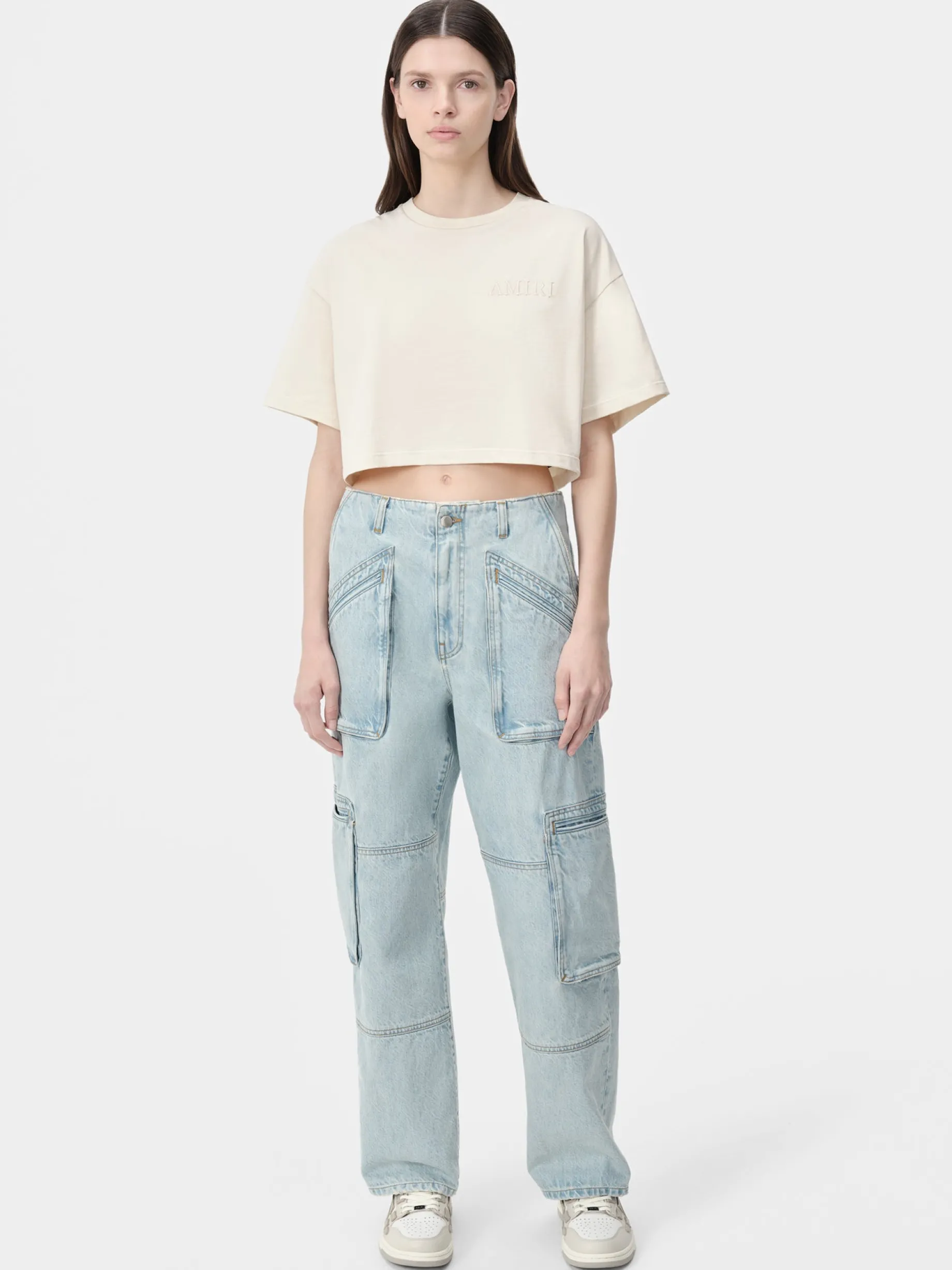 WOMEN'S AMIRI EMBROIDERED CROPPED TEE