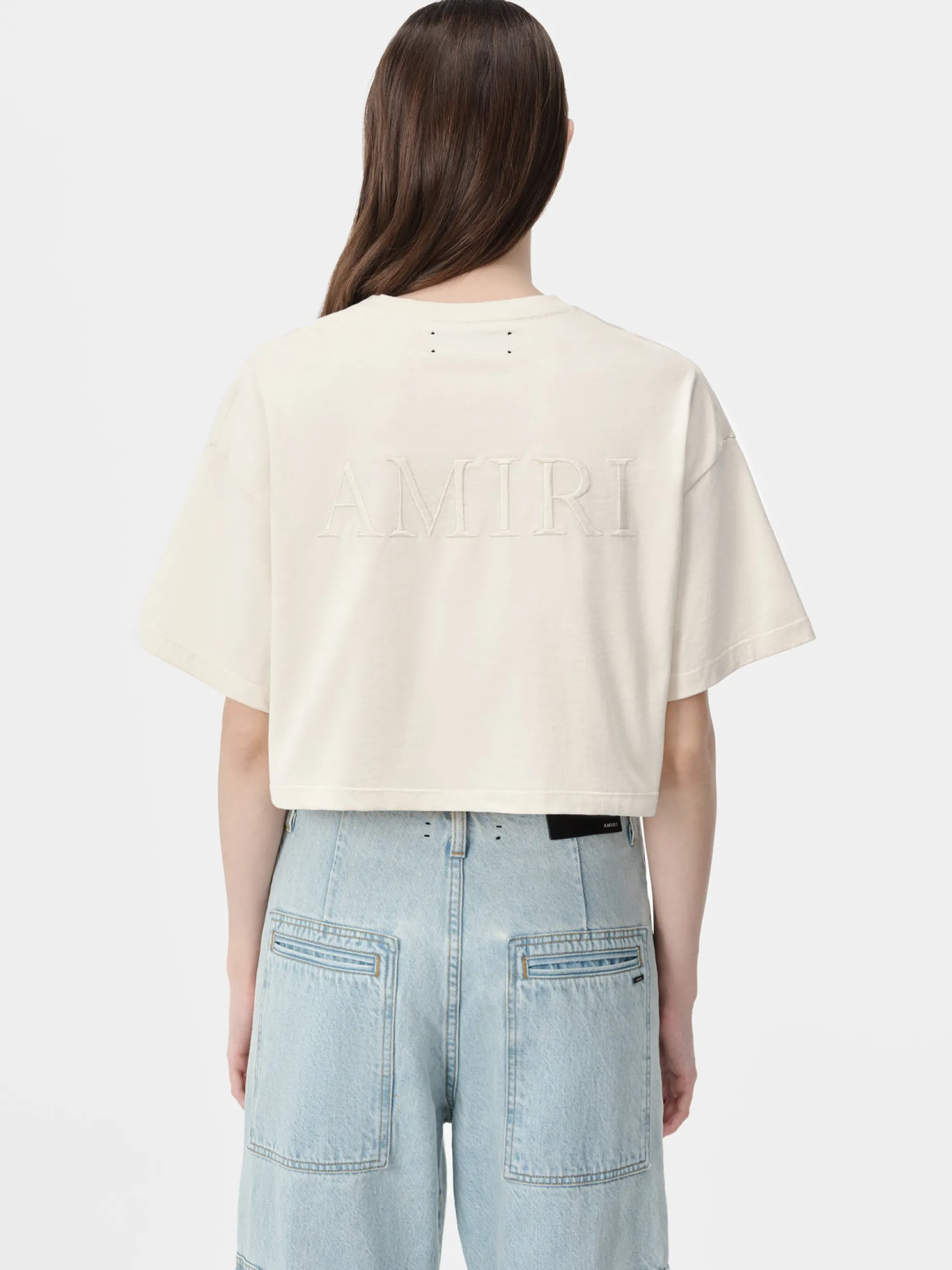 WOMEN'S AMIRI EMBROIDERED CROPPED TEE