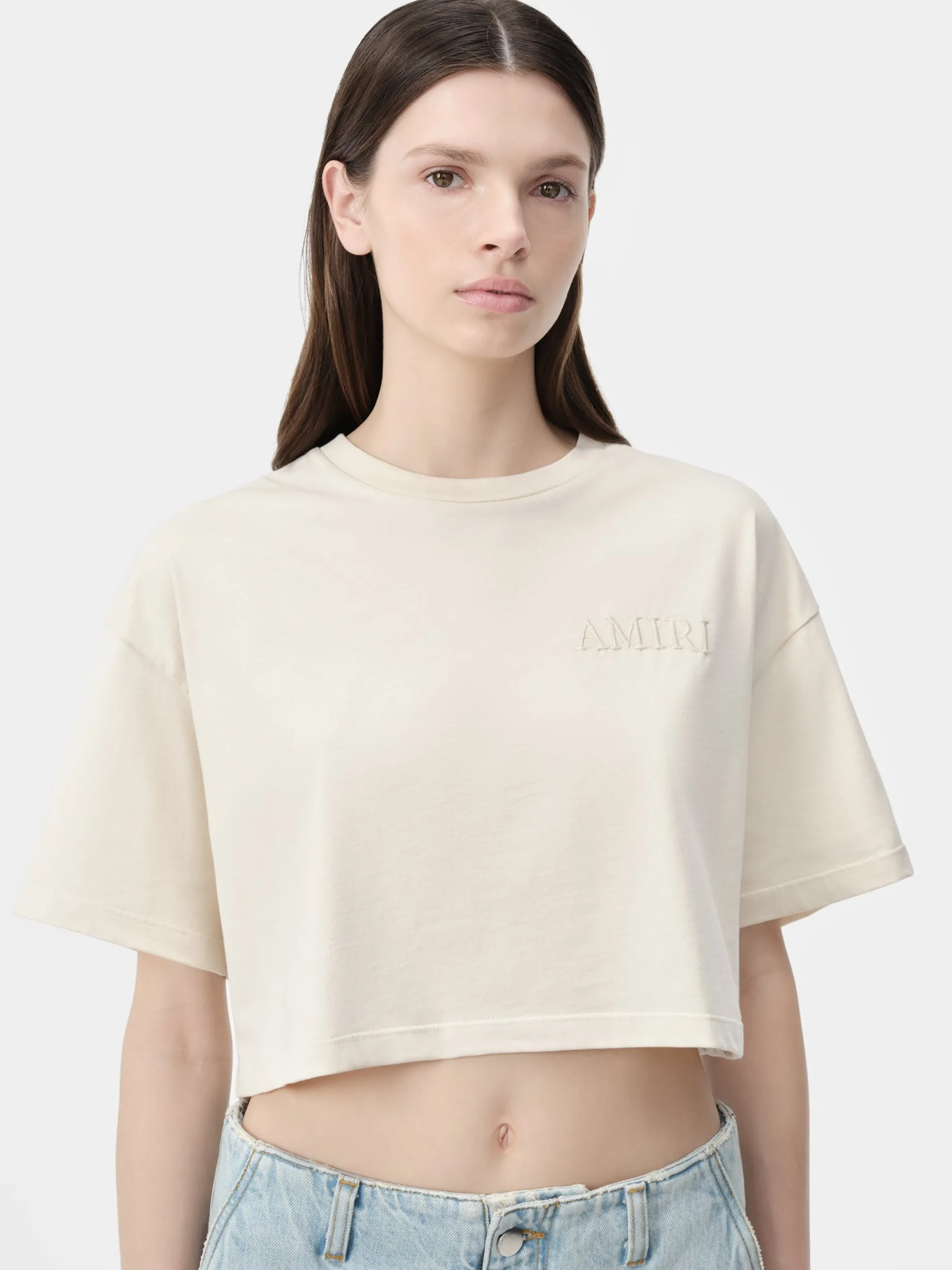 WOMEN'S AMIRI EMBROIDERED CROPPED TEE