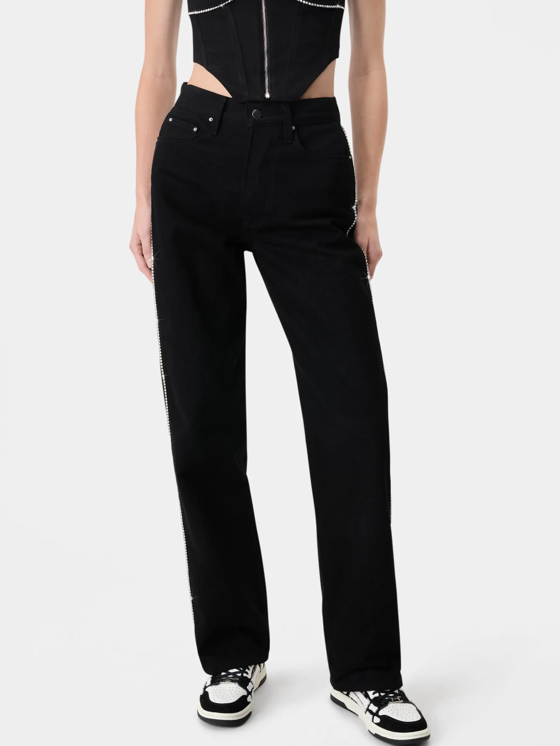WOMEN'S CRYSTAL STRIPE WIDE STRAIGHT
