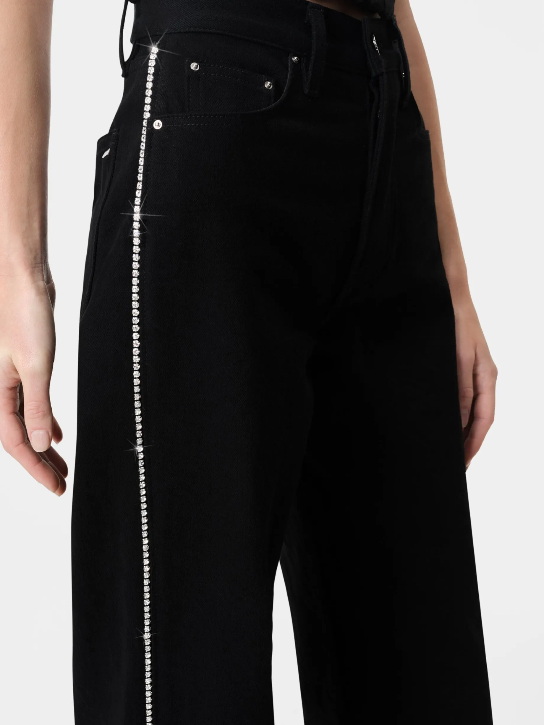 WOMEN'S CRYSTAL STRIPE WIDE STRAIGHT