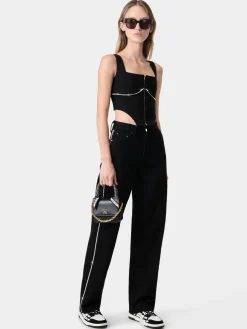 WOMEN'S CRYSTAL TRIMMED CORSET TOP