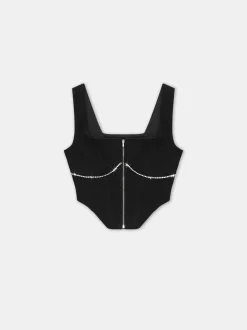 WOMEN'S CRYSTAL TRIMMED CORSET TOP