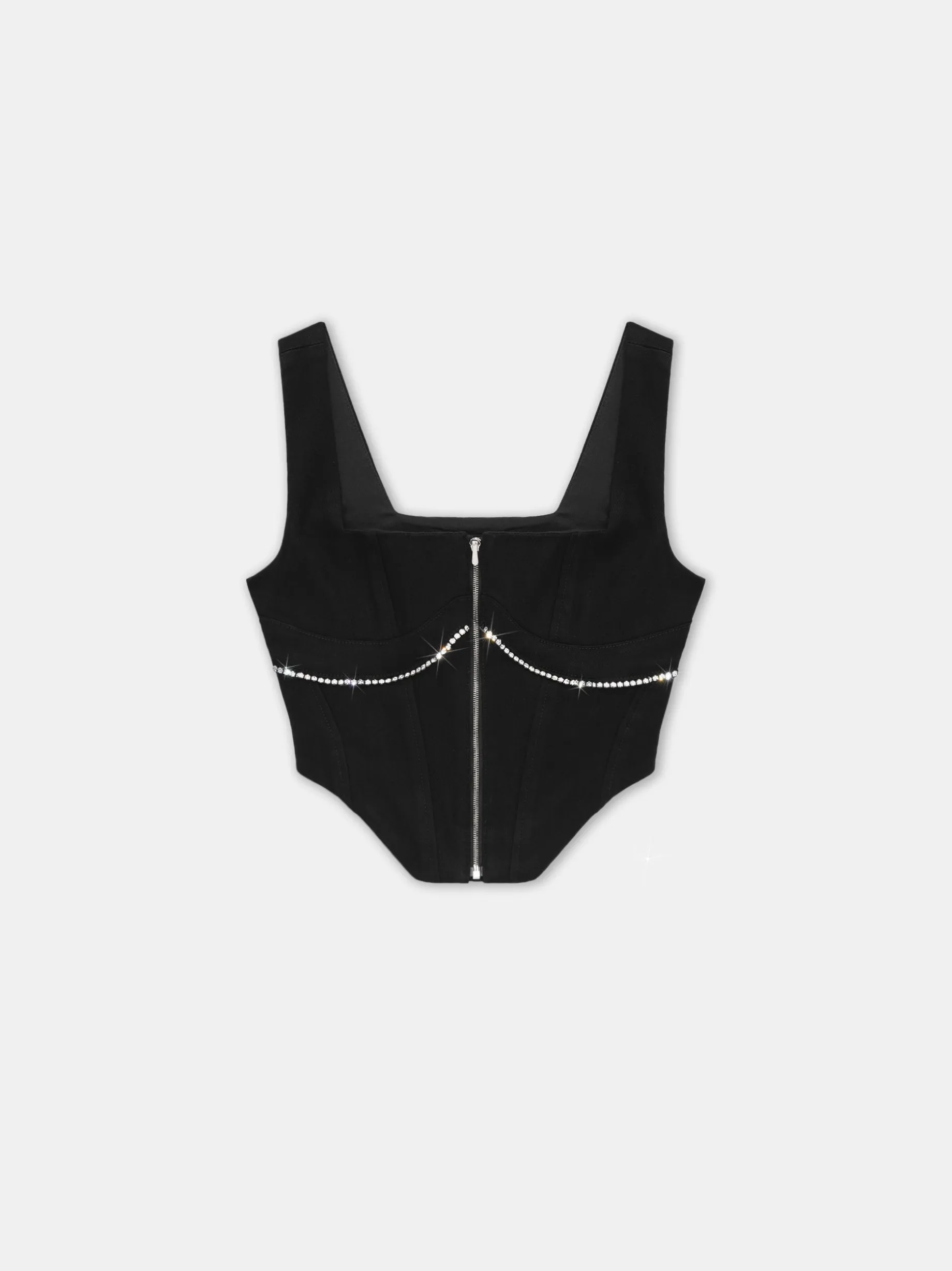 WOMEN'S CRYSTAL TRIMMED CORSET TOP