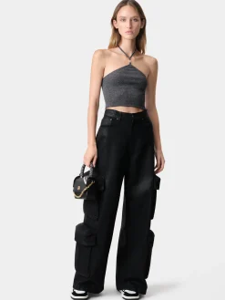 WOMEN'S LUREX HALTER TOP