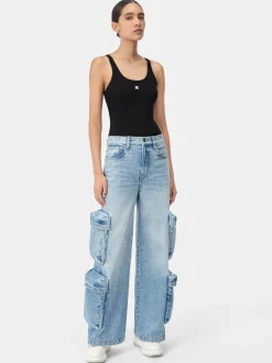 WOMEN'S MA EMBROIDERED RIBBED TANK