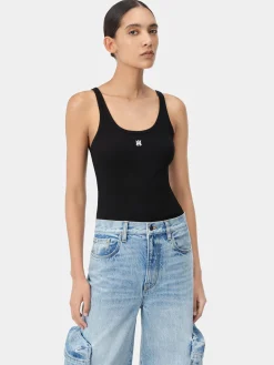 WOMEN'S MA EMBROIDERED RIBBED TANK