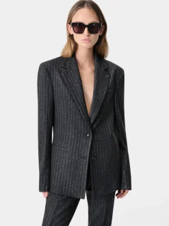 WOMEN'S SEQUIN PINSTRIPE BLAZER
