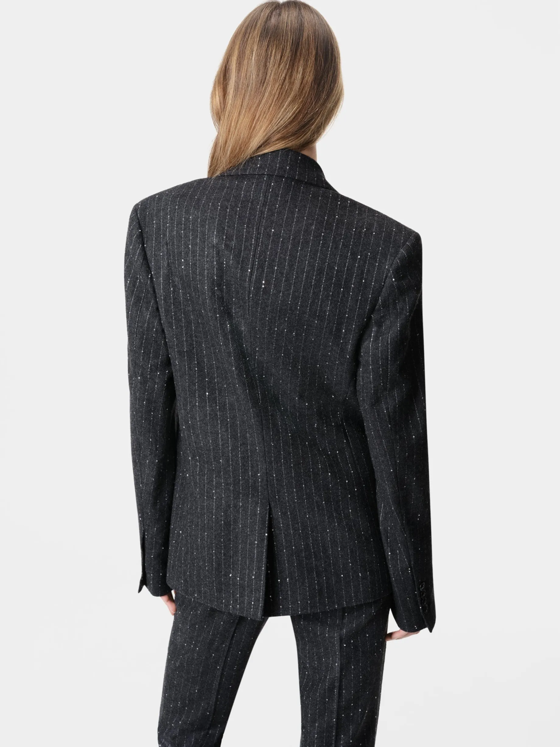 WOMEN'S SEQUIN PINSTRIPE BLAZER
